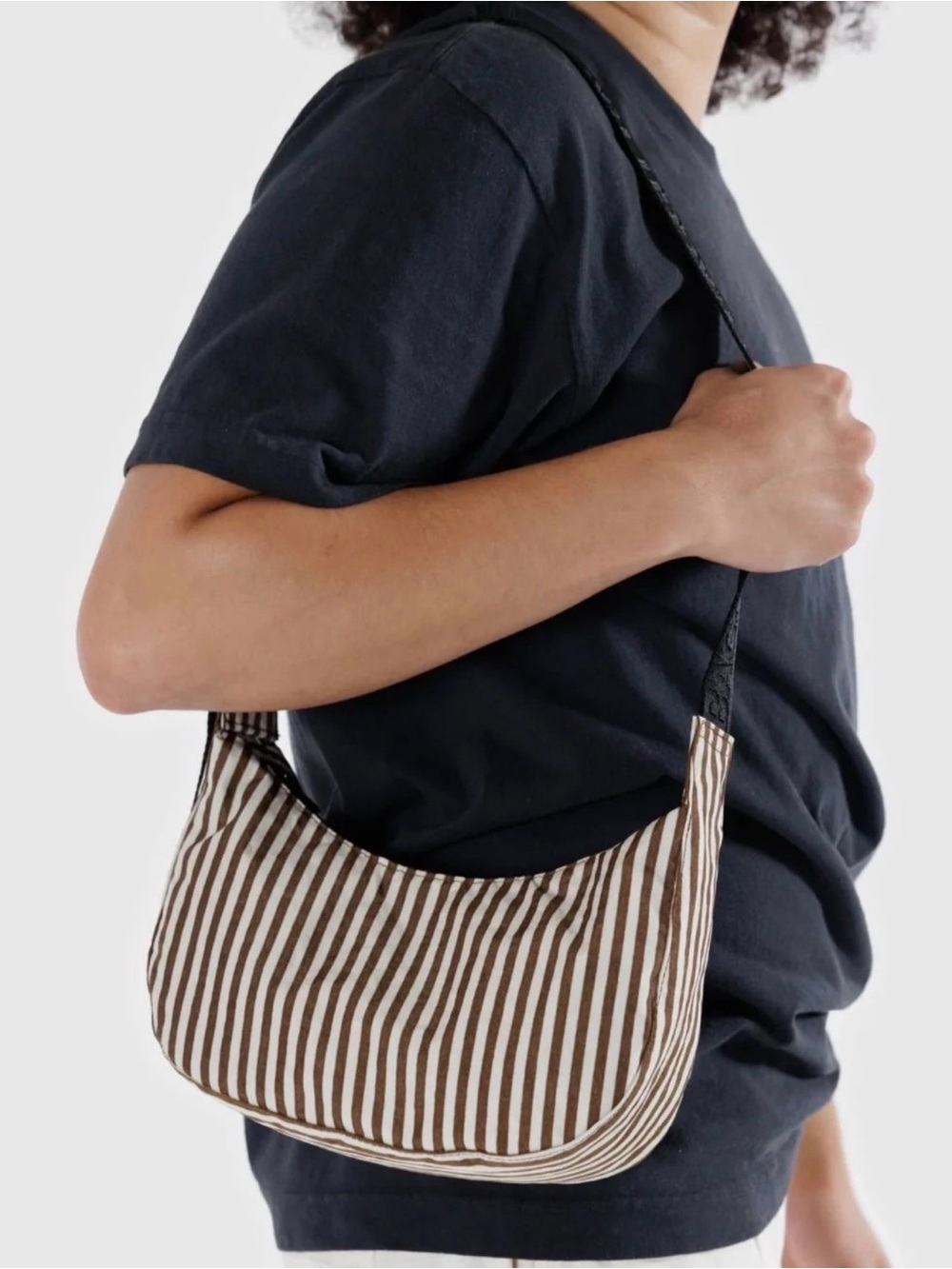 BAGGU Brown Stripe Small Crescent - NWT - Picture 5 of 5